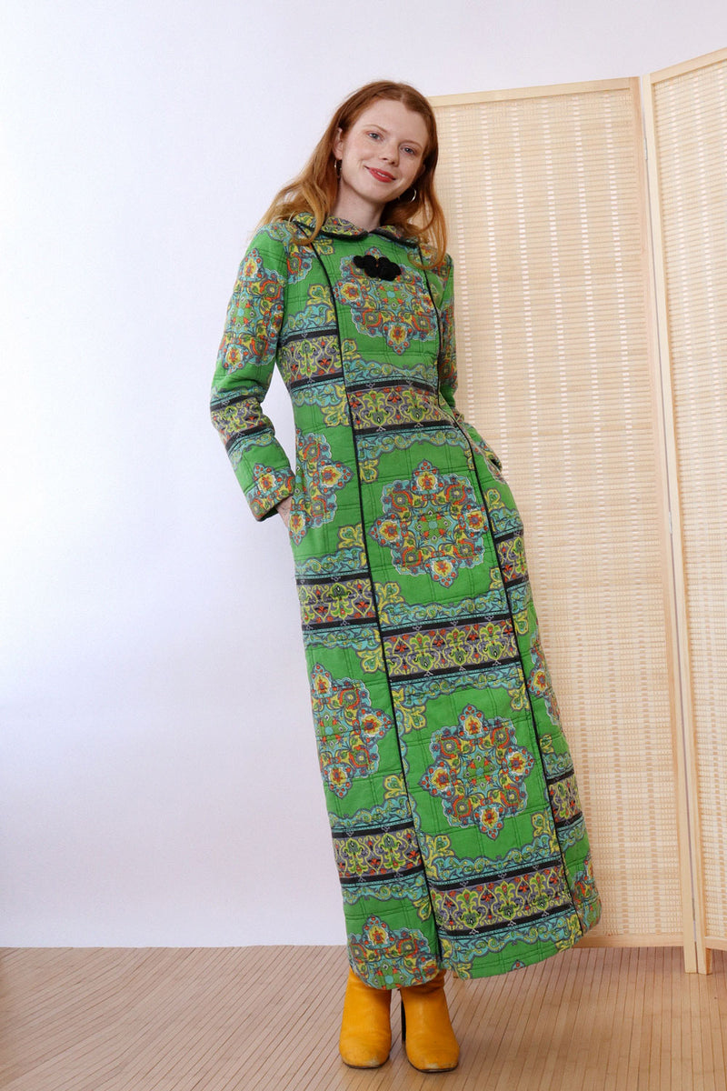 Psych Paisley Quilted House Dress S S M OMNIA