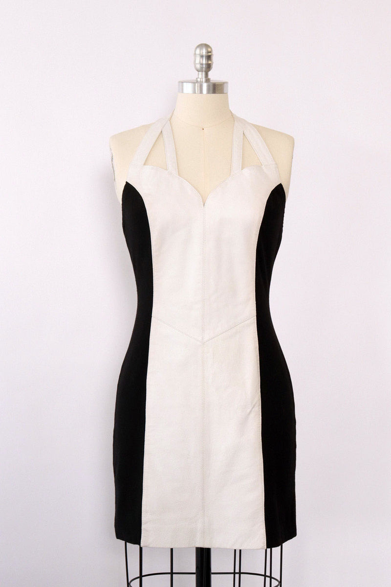 Black & White Leather Panel Dress M Black & White Leather Panel Dress M