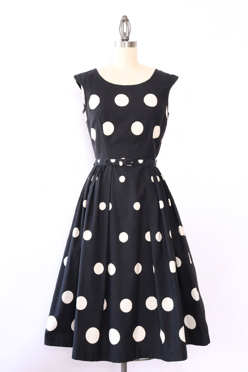 1950s Polka Dot Fit and Flare Dress XS OMNIA