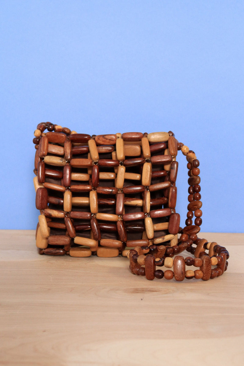 Wooden sales beaded bag