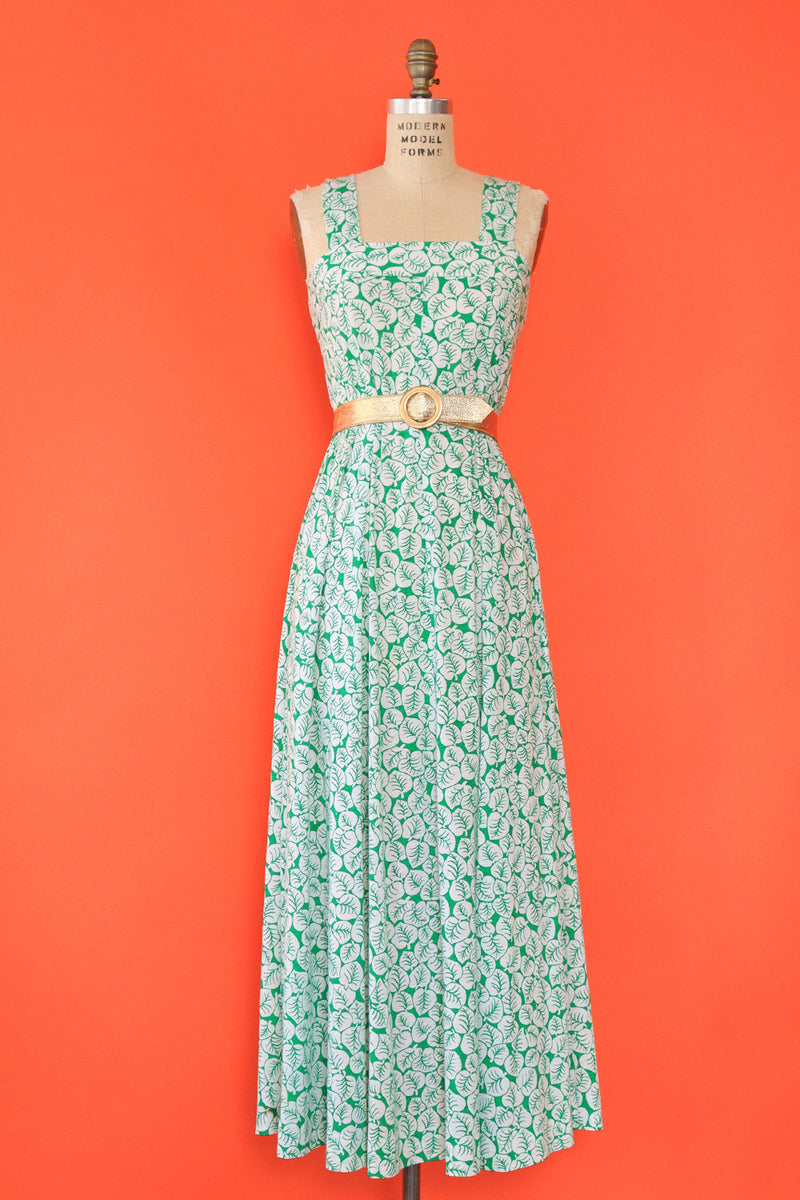 Leafy Green Jersey Maxi Dress S/M Leafy Green Jersey Maxi Dress S/M
