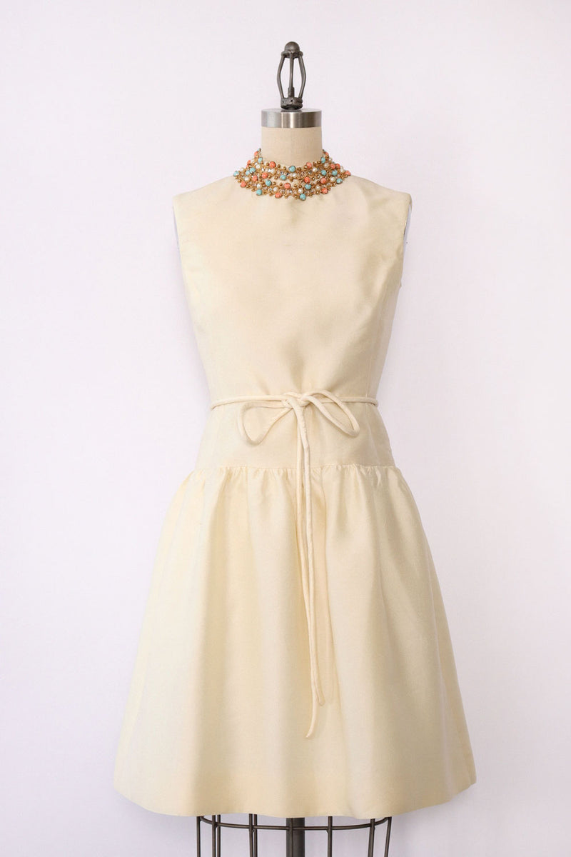 Jeunesse Ivory Bejeweled Drop Waist Dress XS/S OMNIA Jeunesse Ivory Bejeweled Drop Waist Dress XS/S OMNIA