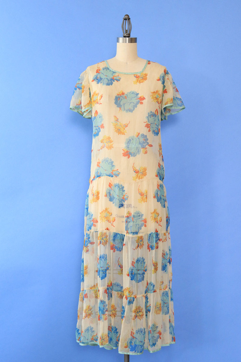 floral chiffon tea dress Lady Floral Rose Tea Dress Lace Puff Short Sleeve Ruffle Retro Cottagecore Fairy