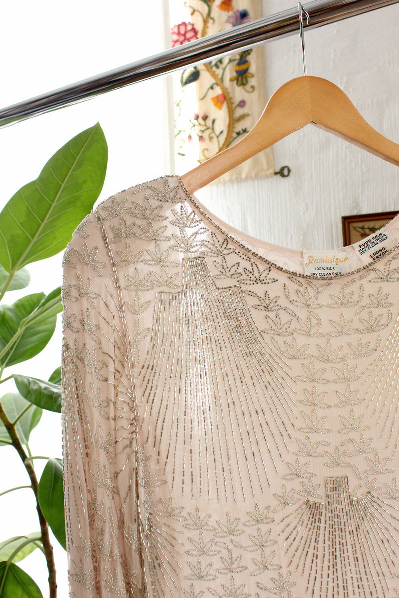 Blush Silk Beaded Deco Dress S – OMNIA