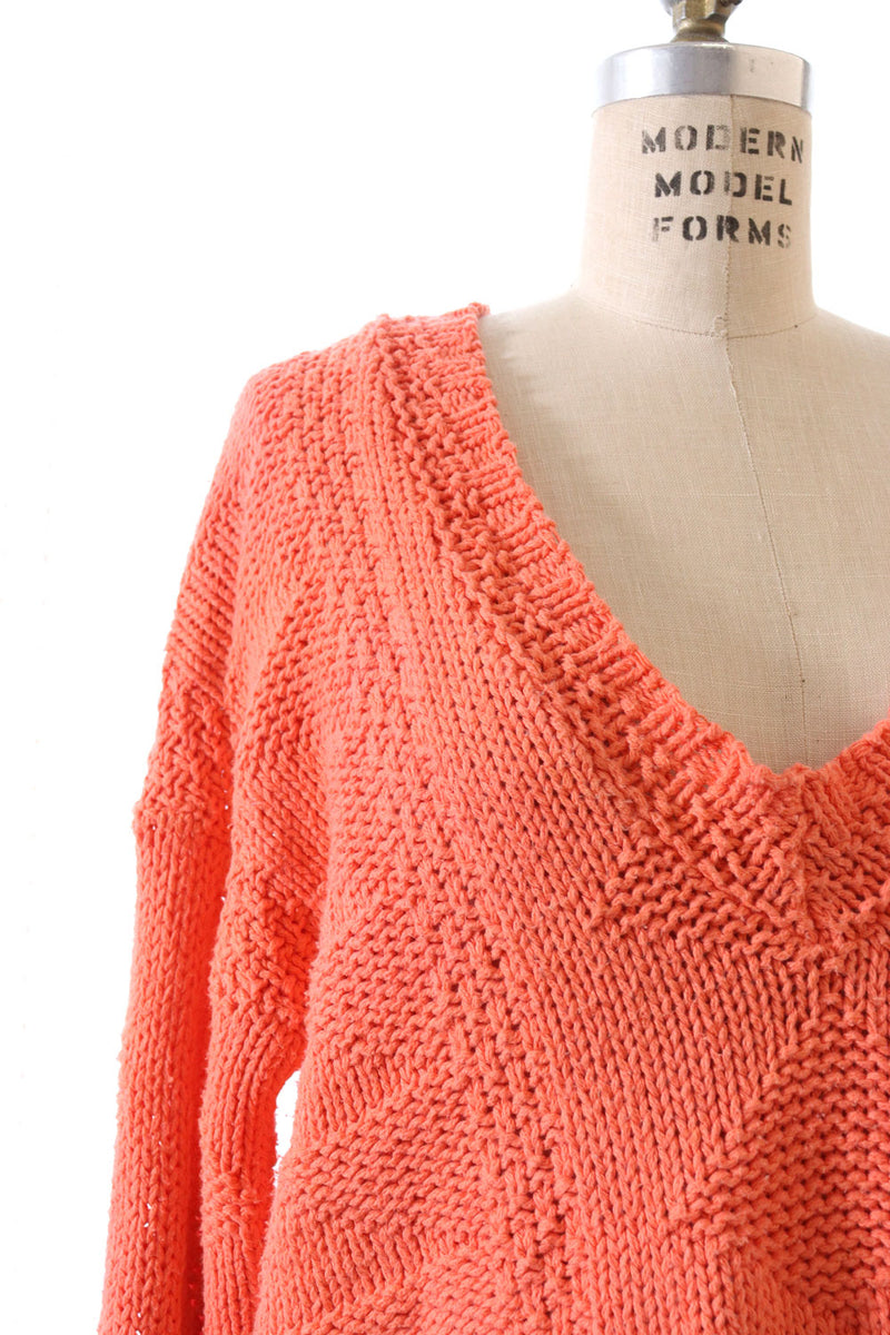 Coral v neck sweater outlet
