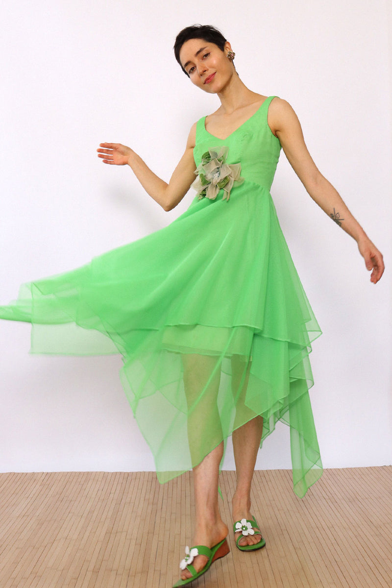 Absinthe Chiffon Fairy Dress XS OMNIA Absinthe Chiffon Fairy Dress XS OMNIA