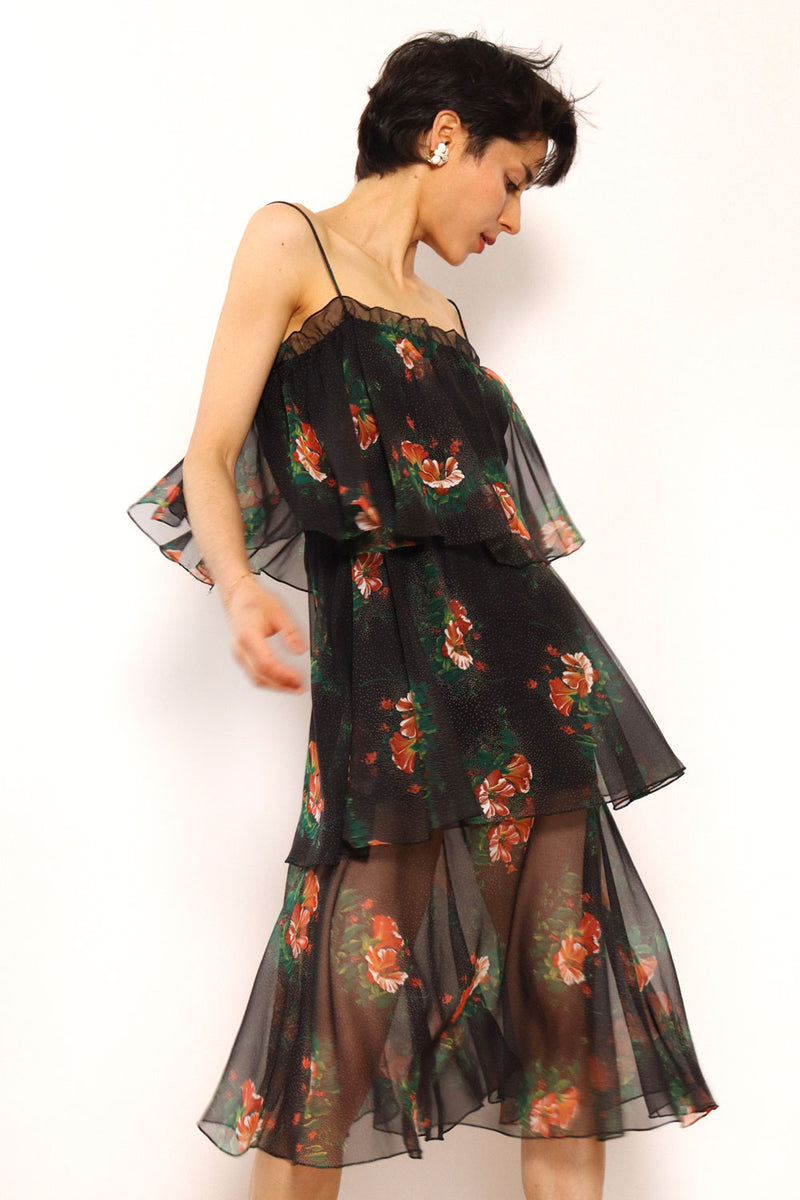 Tiered Chiffon 70s Dress XS-S/M – OMNIA