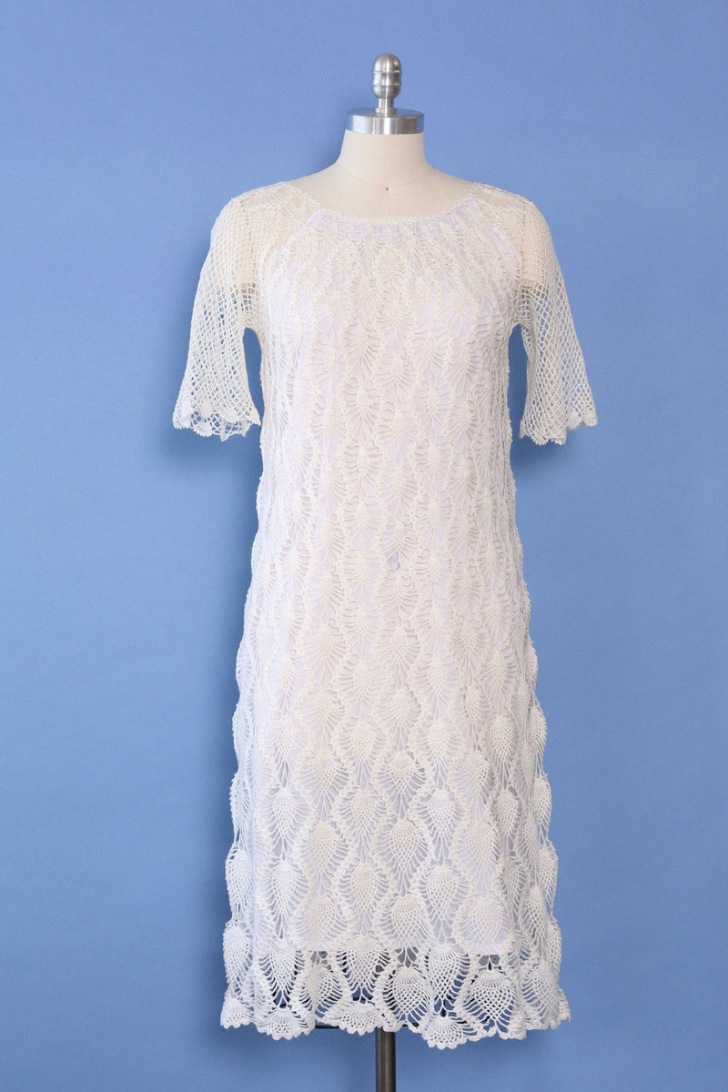 Cloud White Crochet Overlay Dress M-M/L OMNIA Cloud White Crochet Overlay Dress M-M/L OMNIA