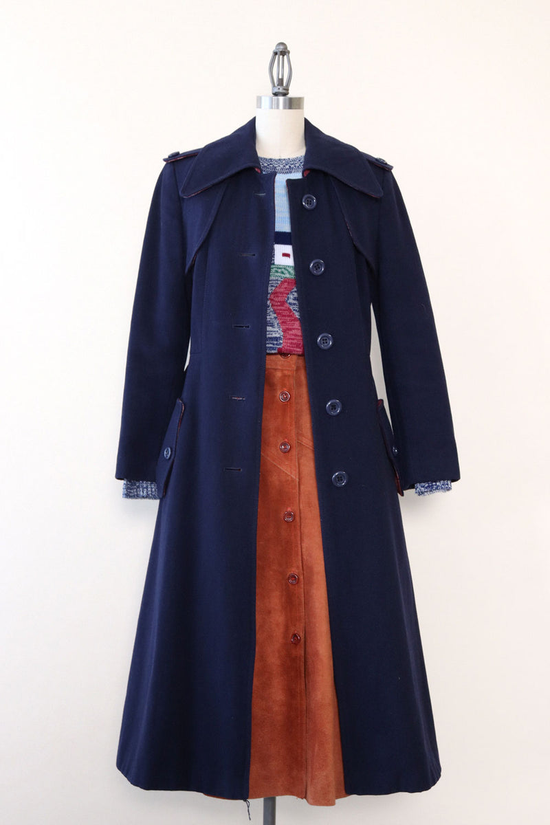 Navy Blue Long Tailored Coat XS S