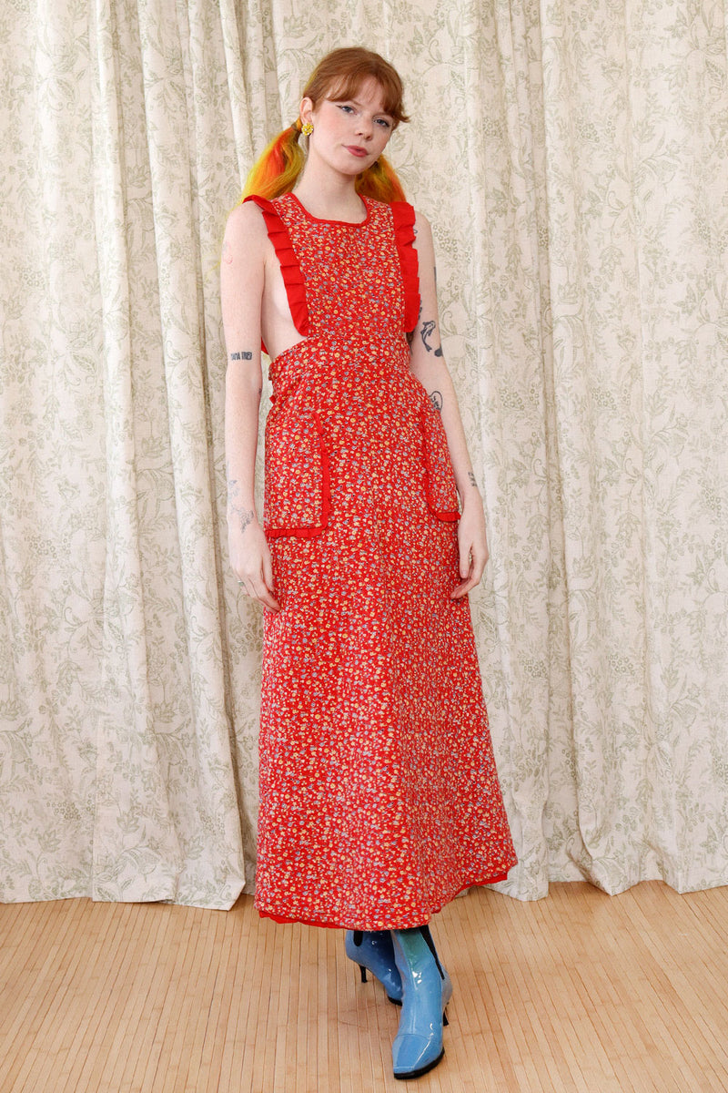Cherry Calico Quilted Pinafore Dress XS/S OMNIA Cherry Calico Quilted Pinafore Dress XS/S OMNIA