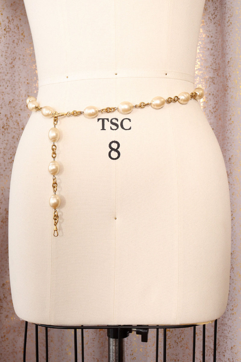 Chunky Pearl Chain Belt – OMNIA display picture 3
