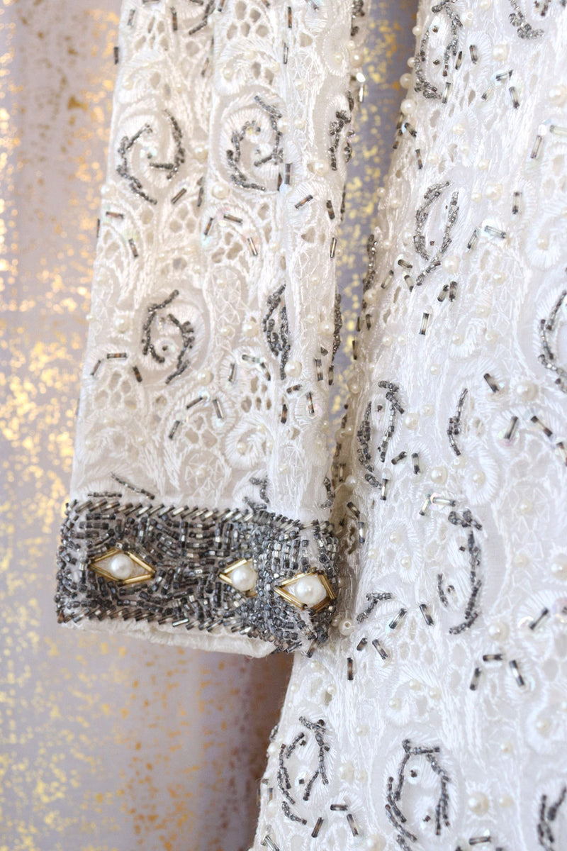 1960s Icy Beaded Shift Dress S OMNIA 1960s Icy Beaded Shift Dress S OMNIA