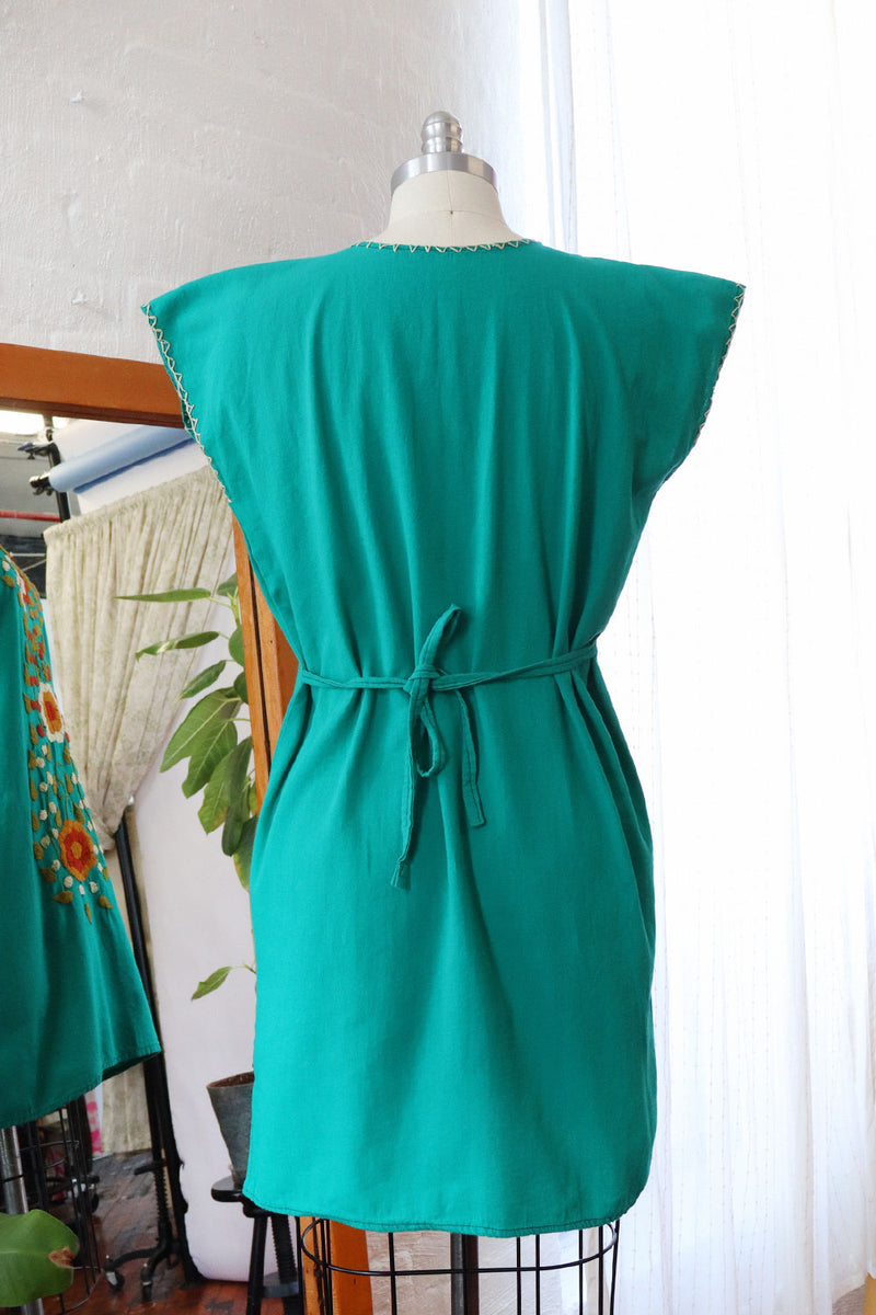 teal embroidered dress Embellished Embroidered Emerald Empire Waist Dress