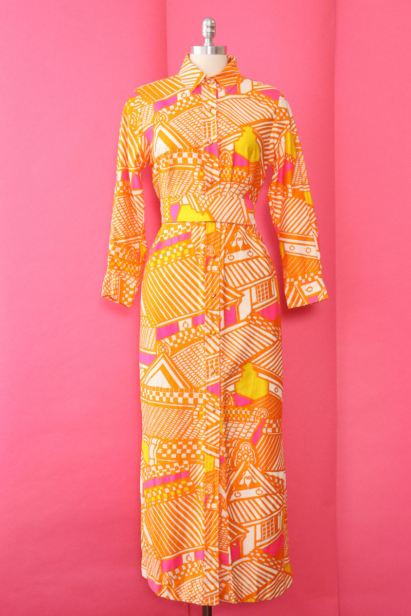 1960s Ogust Vibrant Dress/Duster S/M 1960s Ogust Vibrant Dress/Duster S/M