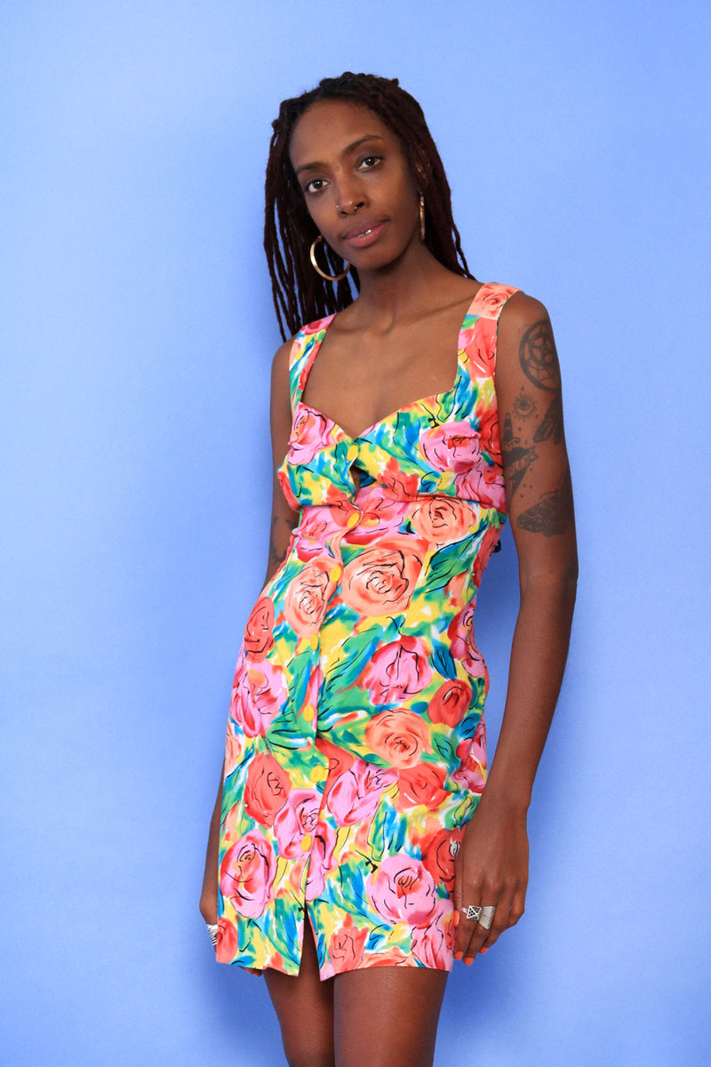 Watercolor Cage-back Mini Dress S/M – OMNIA