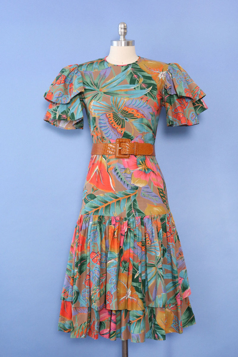 Tropical Dream Dropwaist Ruffle Dress S Tropical Dream Dropwaist Ruffle Dress S
