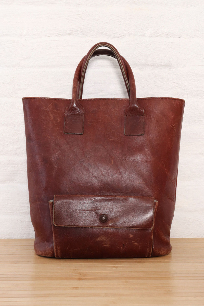 XL Redwood Distressed Leather Tote