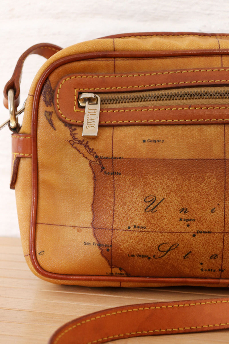 Alviero Martini Map Print Leather Purse