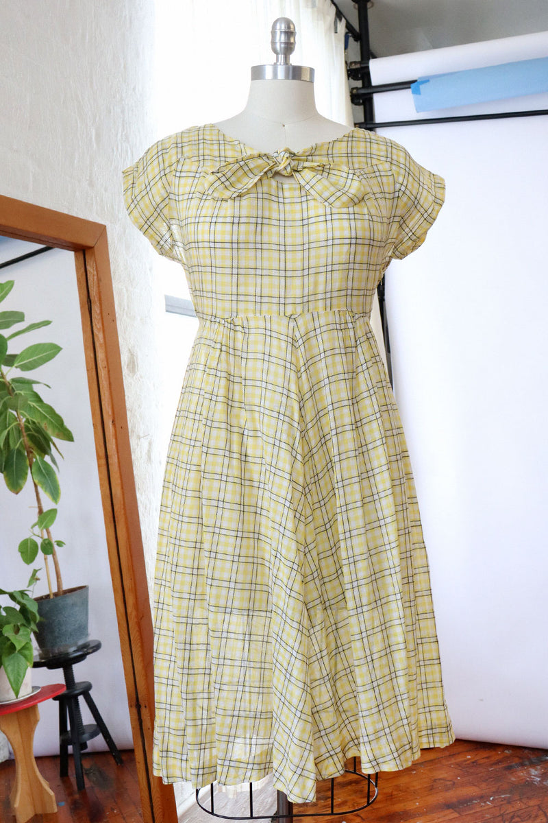 Daffodil Plaid Voile Dress M OMNIA Daffodil Plaid Voile Dress M OMNIA