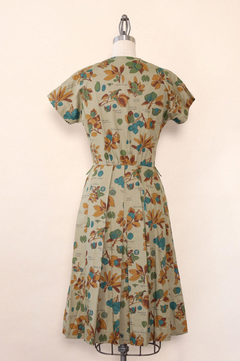 1950s Nature Guide Cotton Day Dress XS OMNIA 1950s Nature Guide Cotton Day Dress XS OMNIA