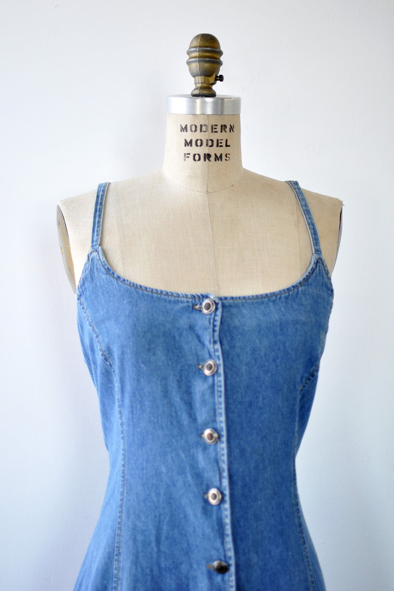 Speedy Lace-Up Denim Dress S/M OMNIA Speedy Lace-Up Denim Dress S/M OMNIA