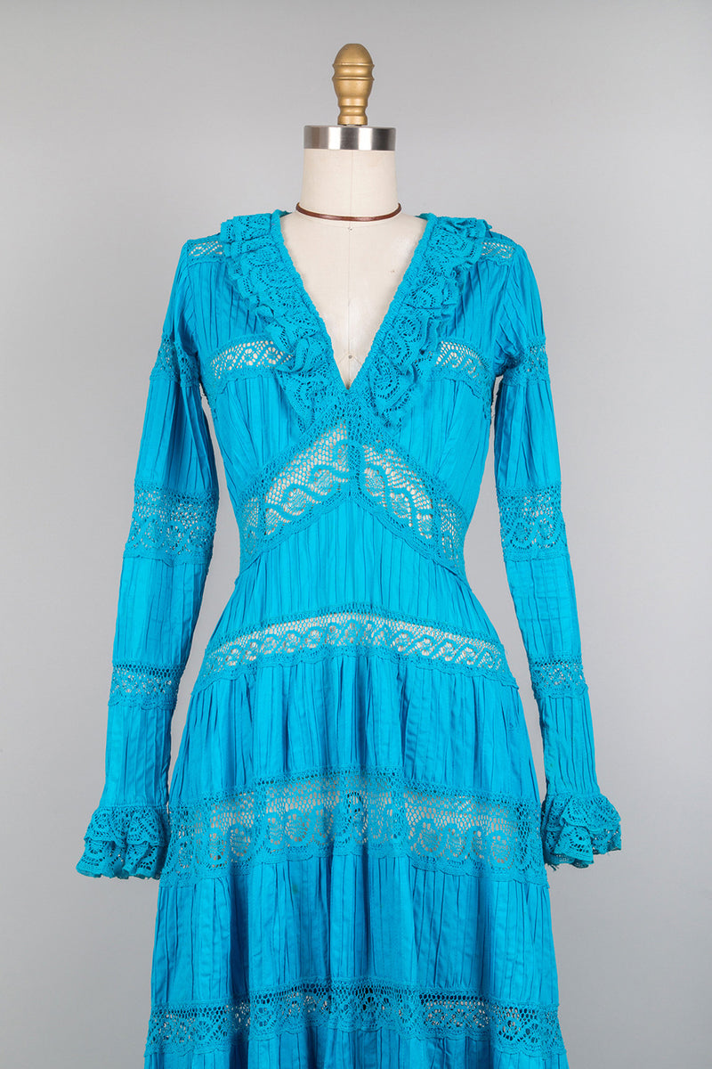 knee length dresses for ladies Turquoise Mexican Wedding Dress S – OMNIA