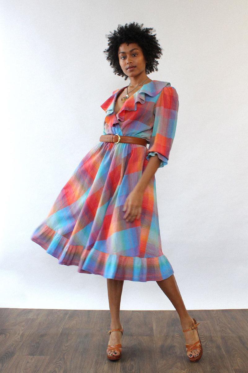Madras Plaid Ruffle Dress M/L Madras Plaid Ruffle Dress M/L