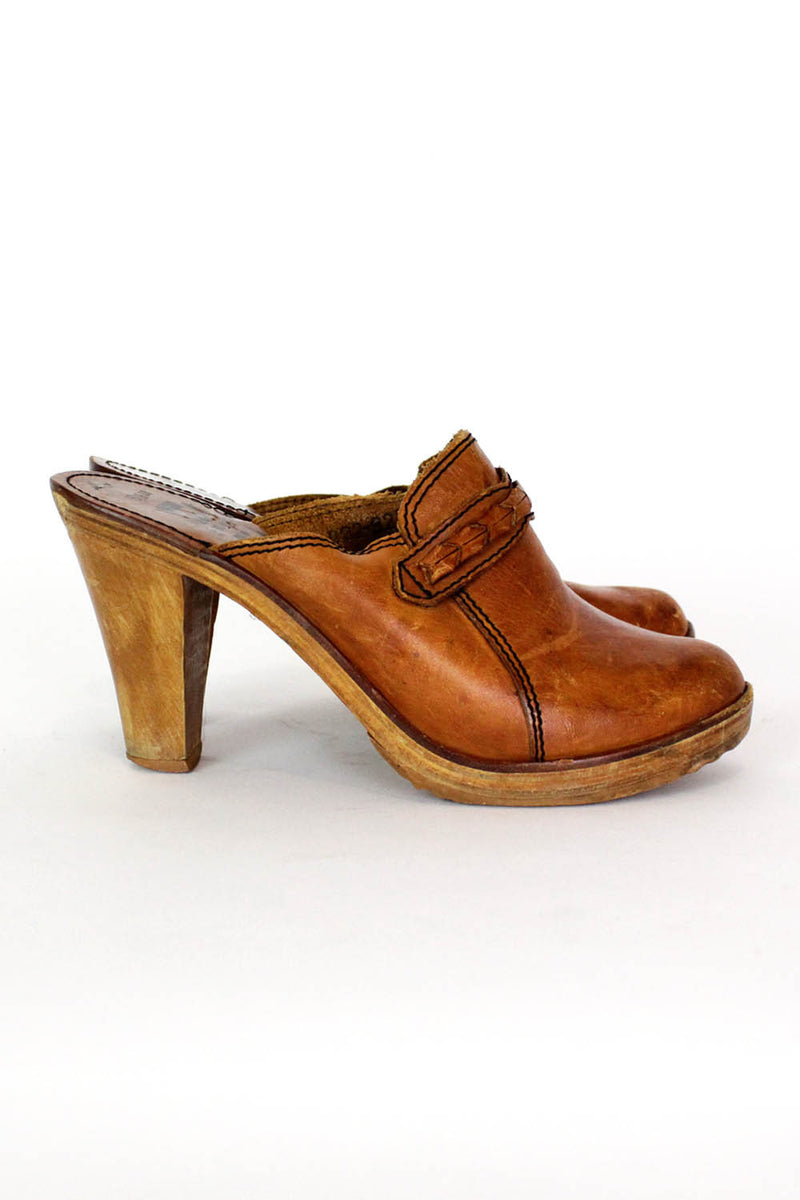 70s wooden clogs cheap