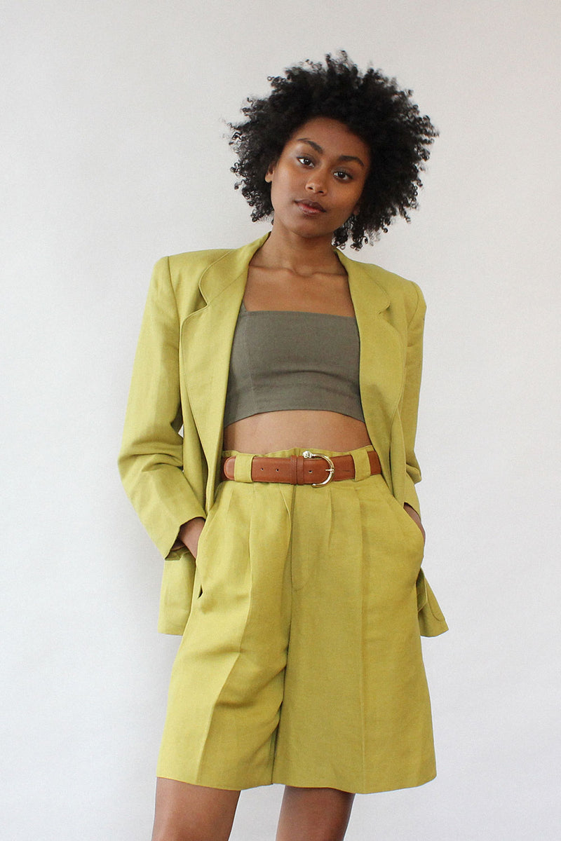 Tailored Blazer Yellow Blazer And Short Set Petite Latte Fitted