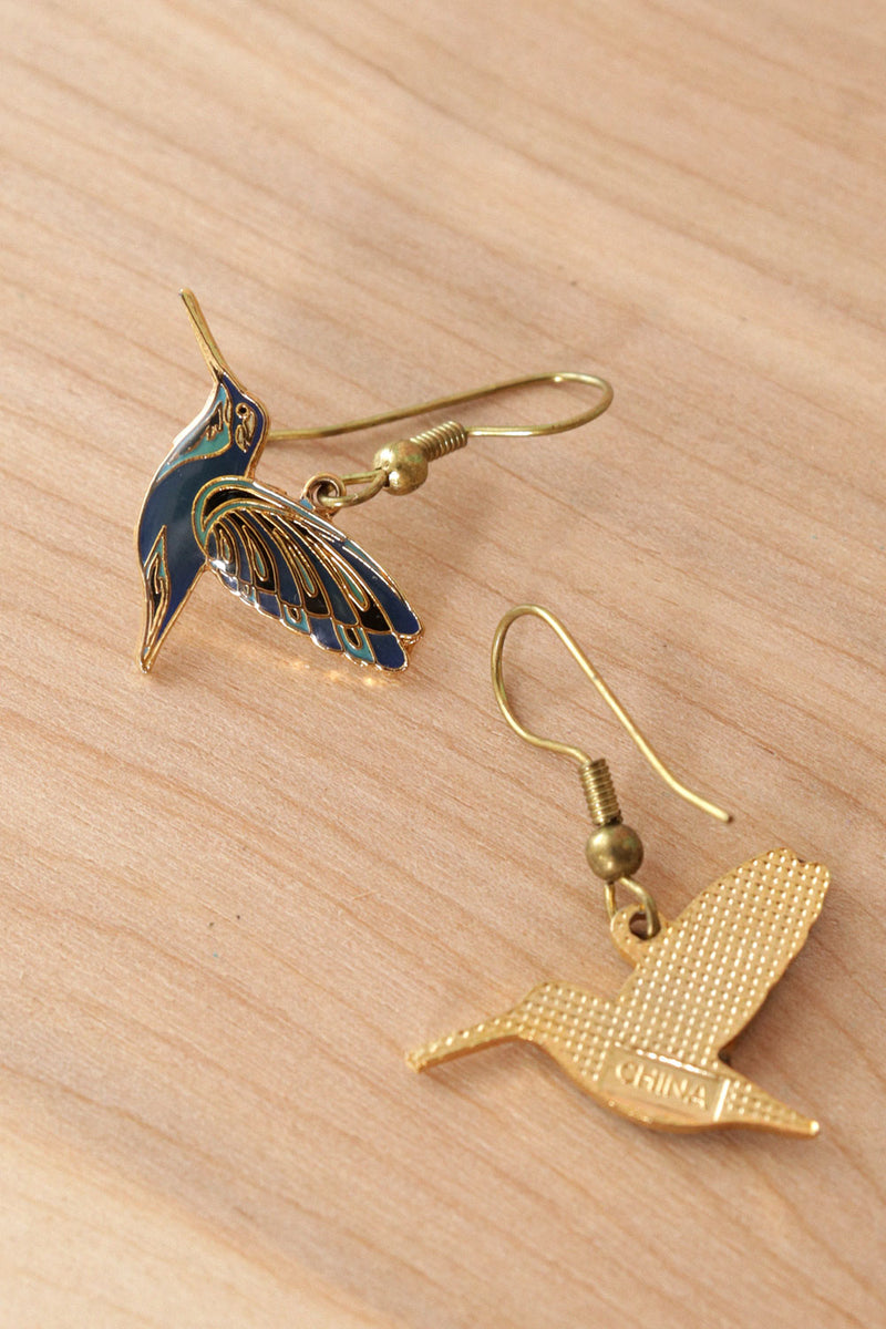 Hummingbird Enamel Earrings - Main Image