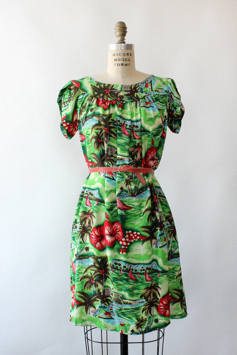 Hawaii 70s Smock Dress S/M OMNIA Hawaii 70s Smock Dress S/M OMNIA