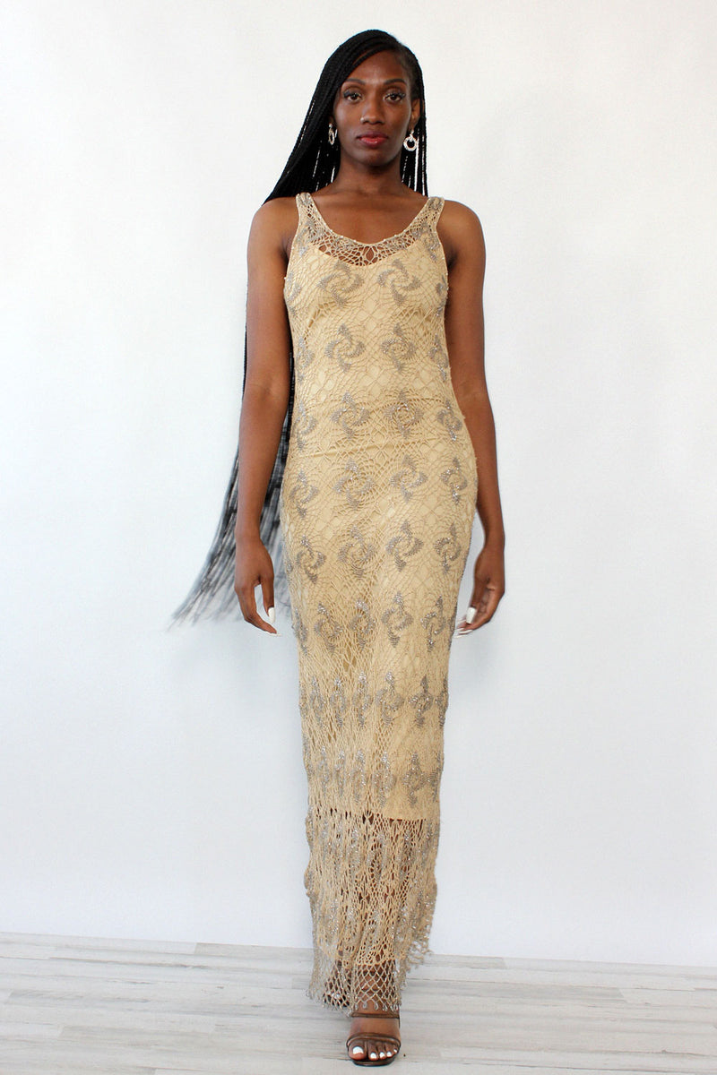 Crystal Beaded Crochet Maxi XS/S OMNIA Crystal Beaded Crochet Maxi XS/S OMNIA