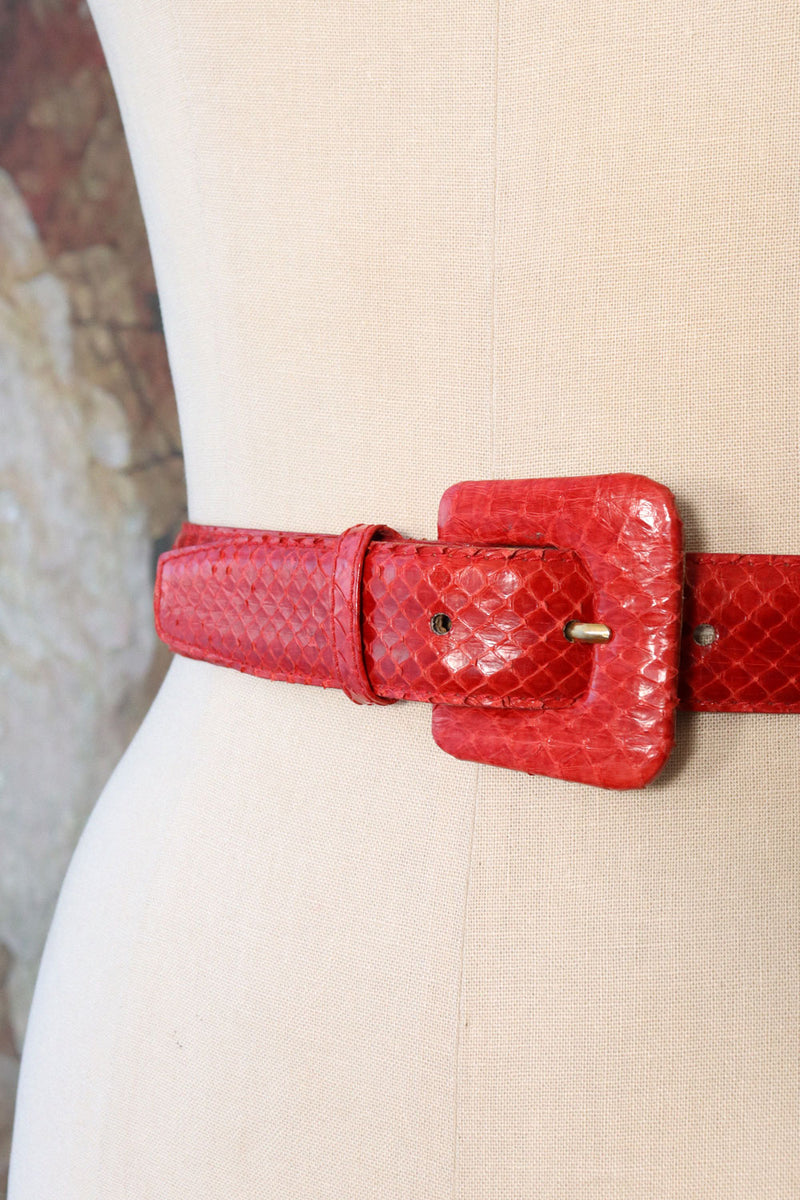 Ruby Red Snakeskin Belt