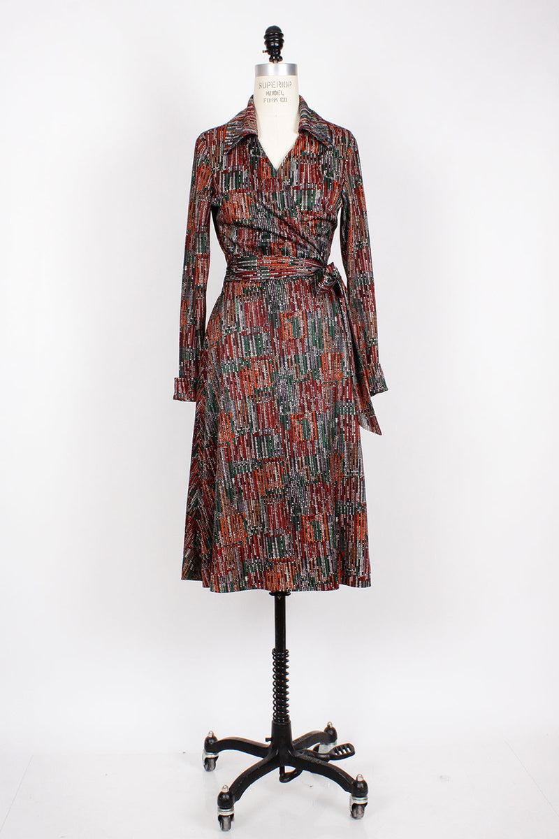 70s Triangle Static Wrap Dress M 70s Triangle Static Wrap Dress M