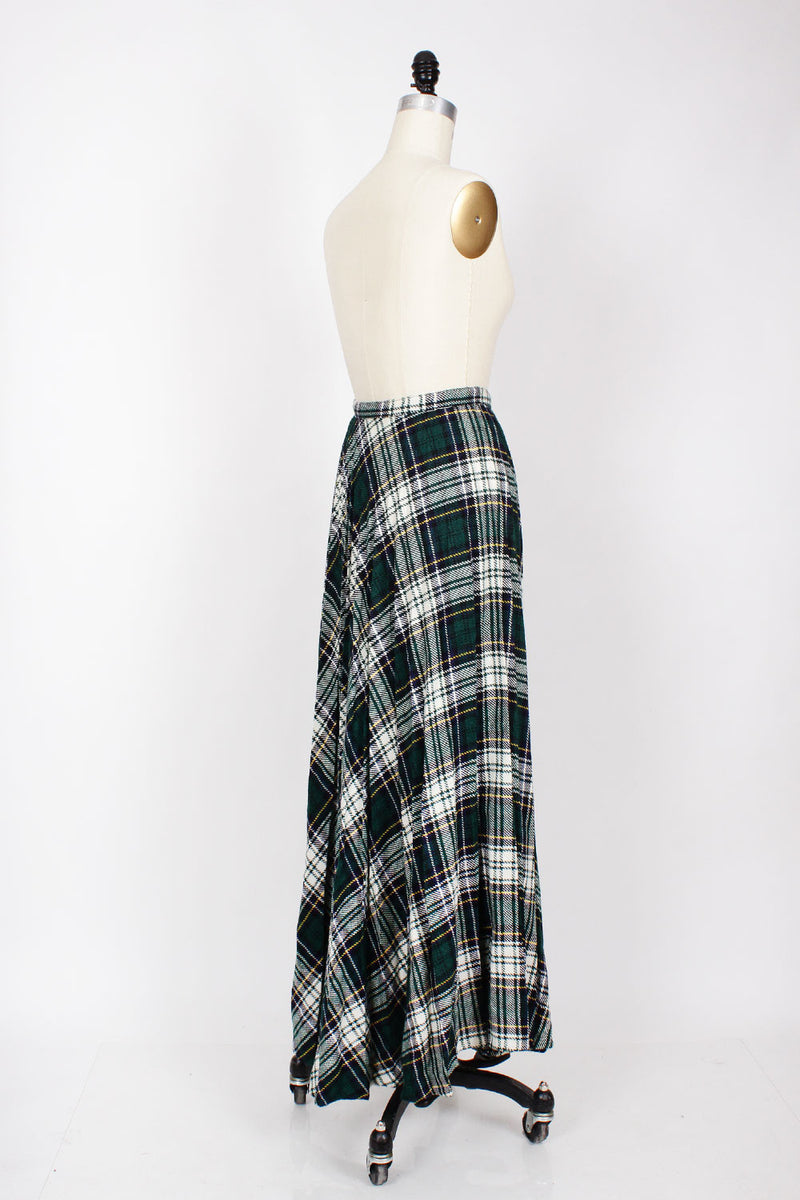Green tartan maxi clearance skirt
