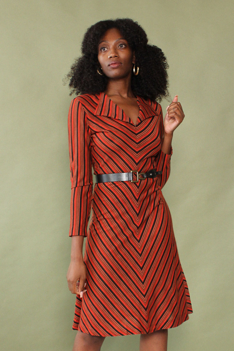Cranberry Chevron Flare Dress S/M OMNIA Cranberry Chevron Flare Dress S/M OMNIA