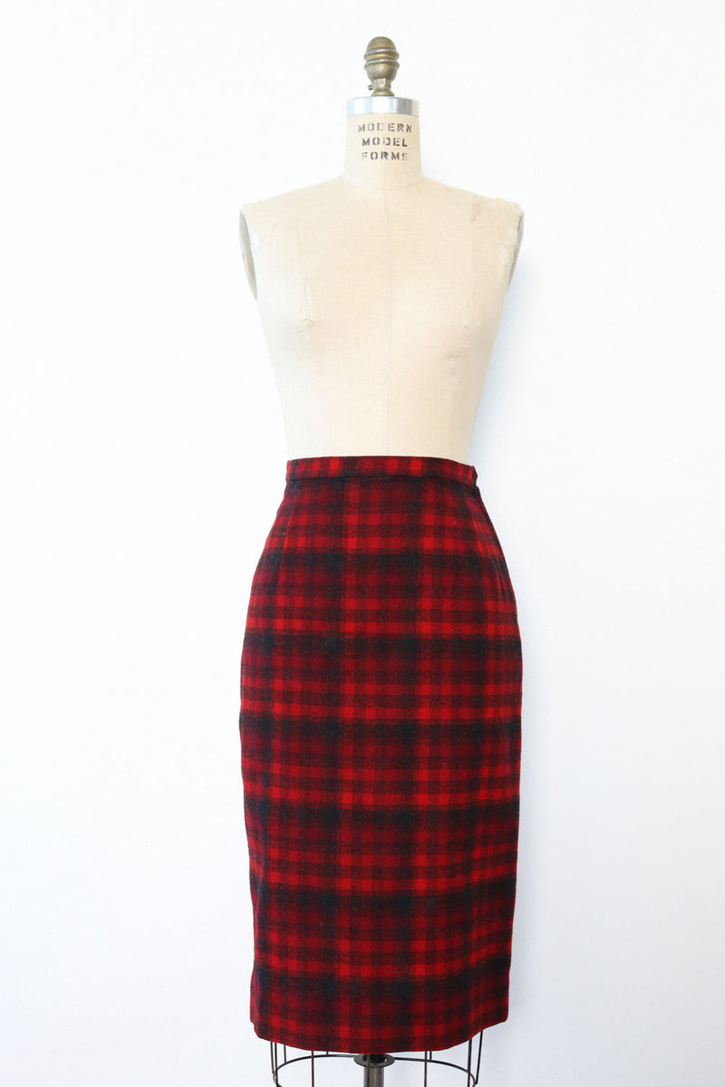 Vintage plaid pencil skirt top