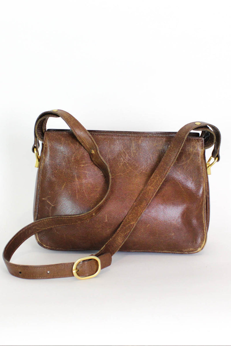 Distressed Leather Accordion Bag OMNIA