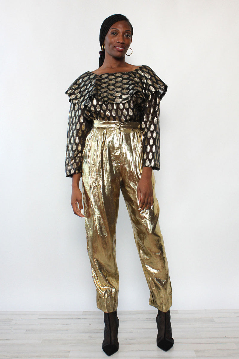 Destinee Golden Lamé Pants S – OMNIA