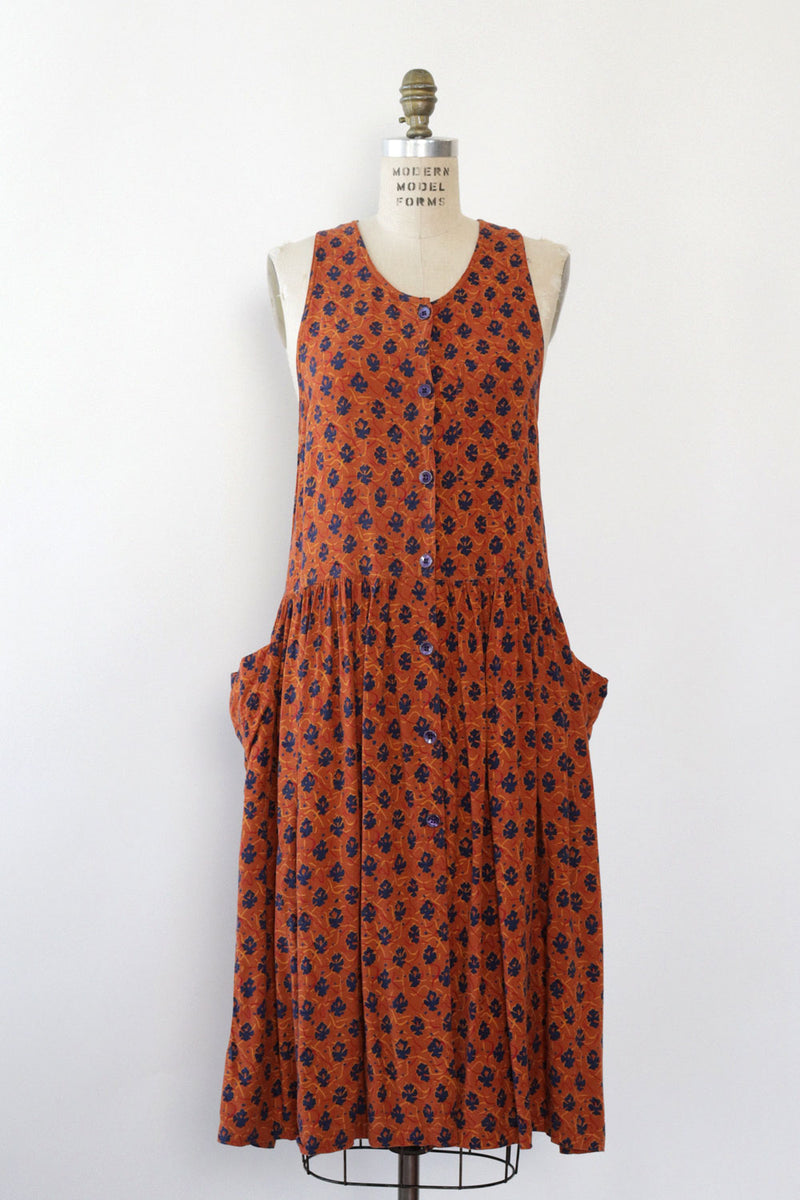 Burnt Orange Pocket Jumper Dress S - Main Image