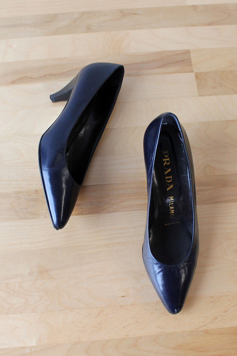 Navy Blue Prada Heels - Main Image