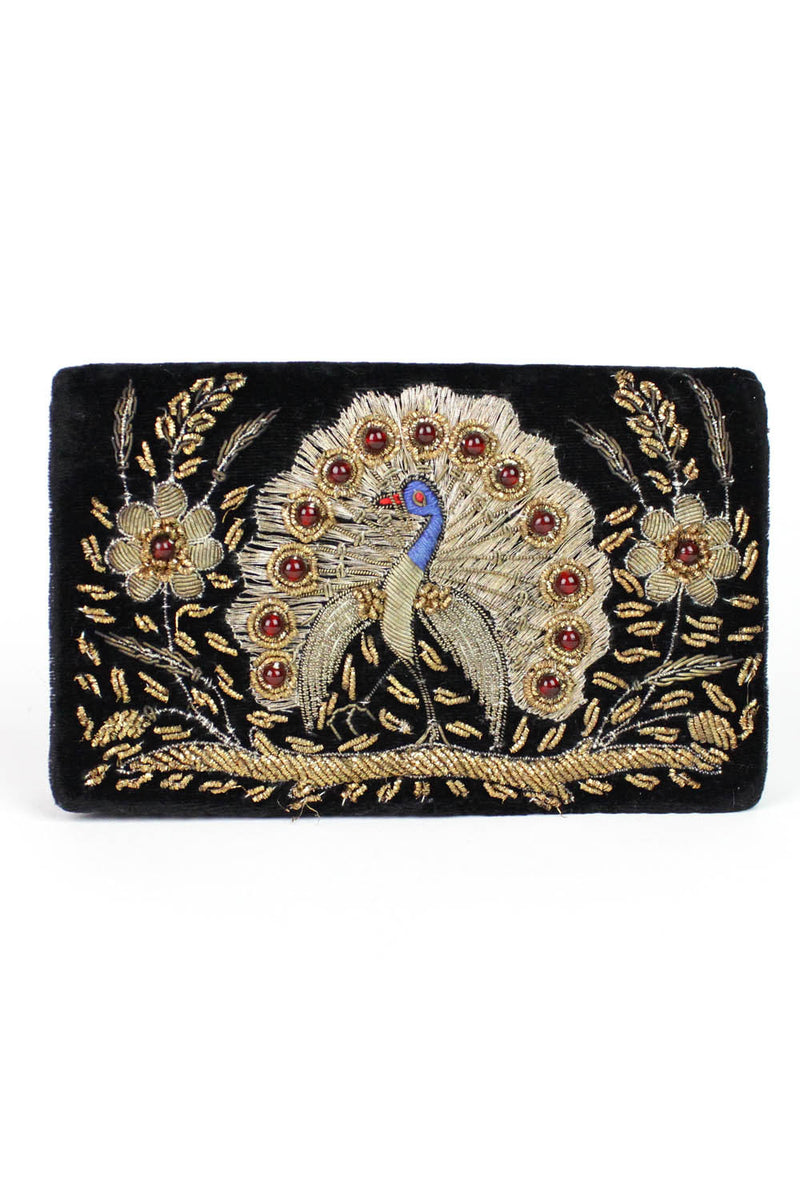 Velvet Peacock Embroidered Clutch or Purse – OMNIA