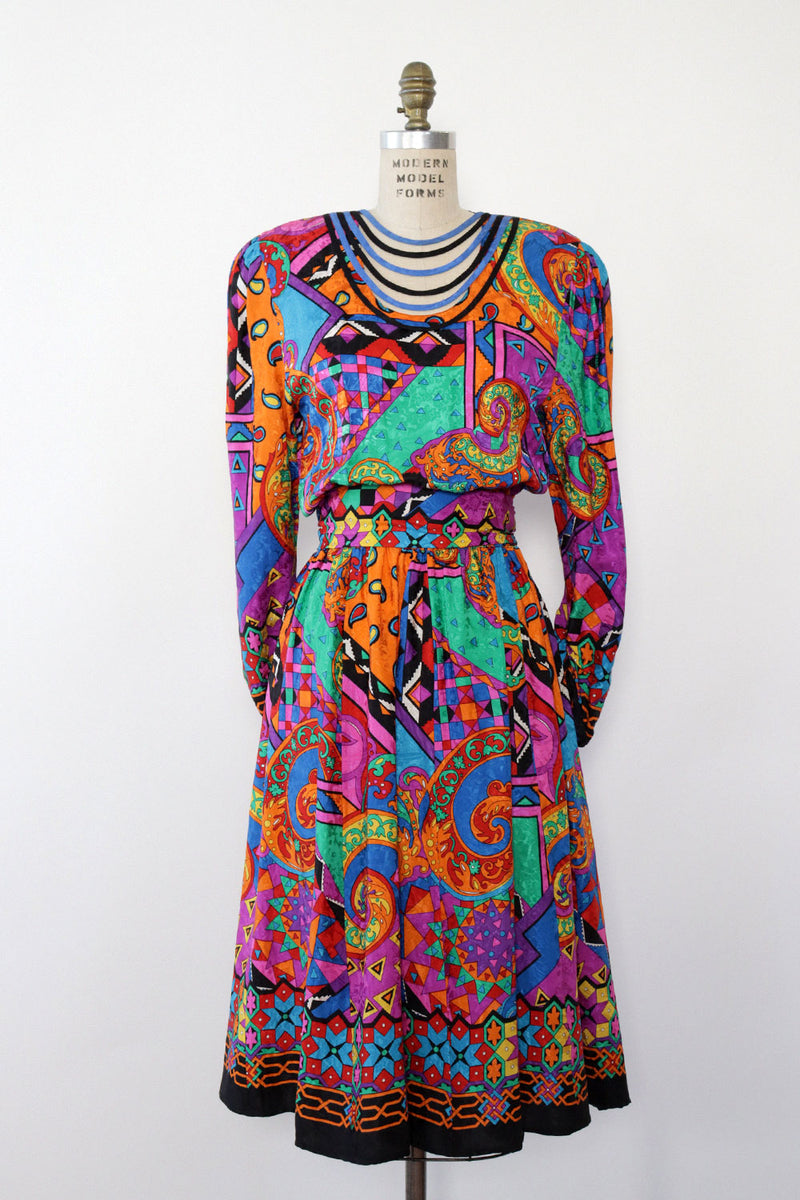 diane freis silk dress '90s Diane Freis Paisley Chiffon Dress-S/M/L La Poubelle Vintage