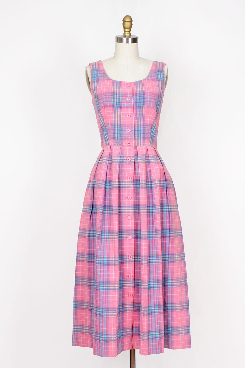 Lanz Pink Plaid Dress S OMNIA Lanz Pink Plaid Dress S OMNIA