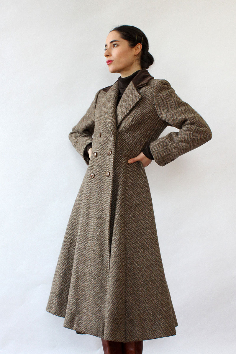 Vintage Inspired Long Wool Princess Coat Women Fit and Flare Coat