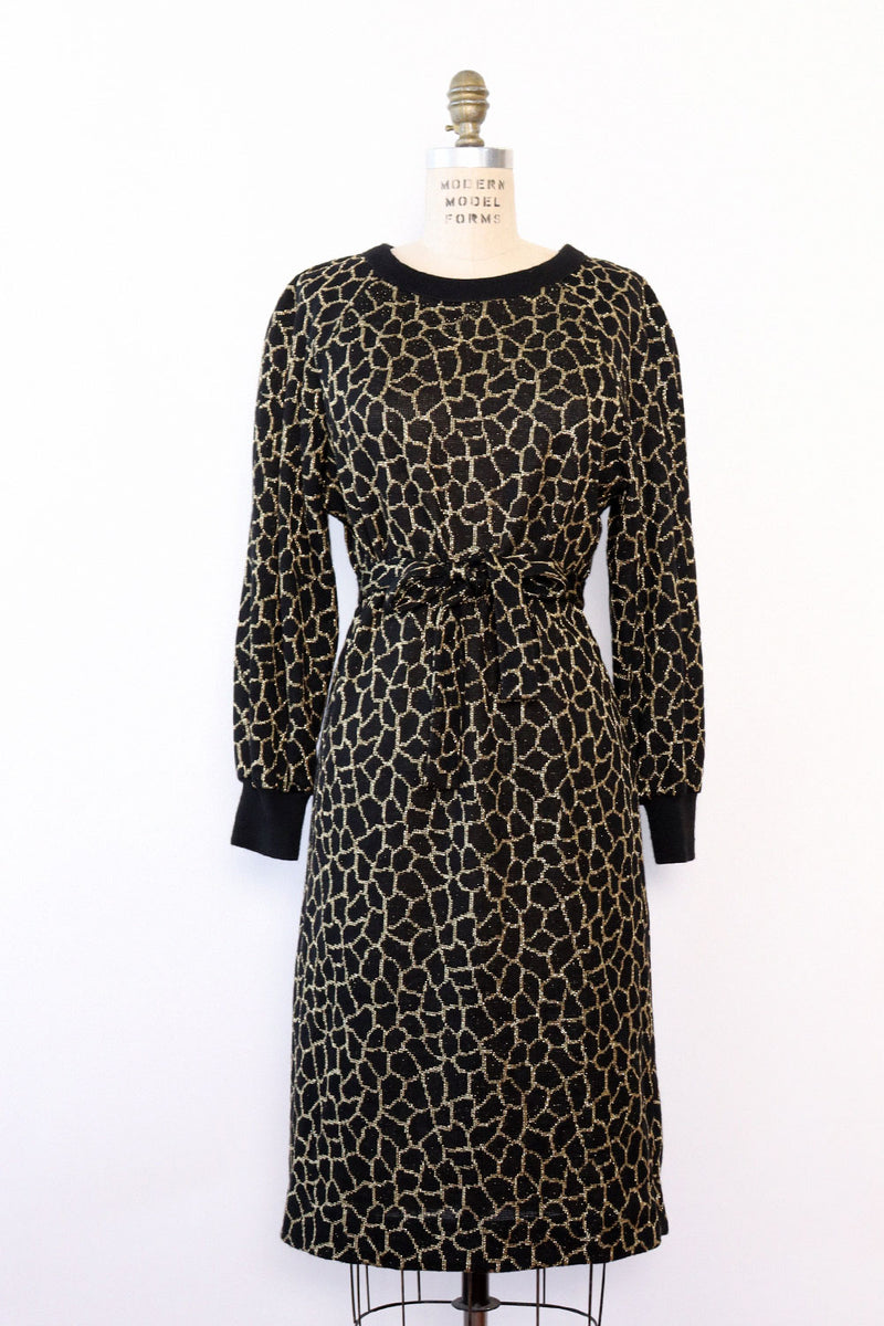 Gold Giraffe Sweater Dress M/L OMNIA Gold Giraffe Sweater Dress M/L OMNIA