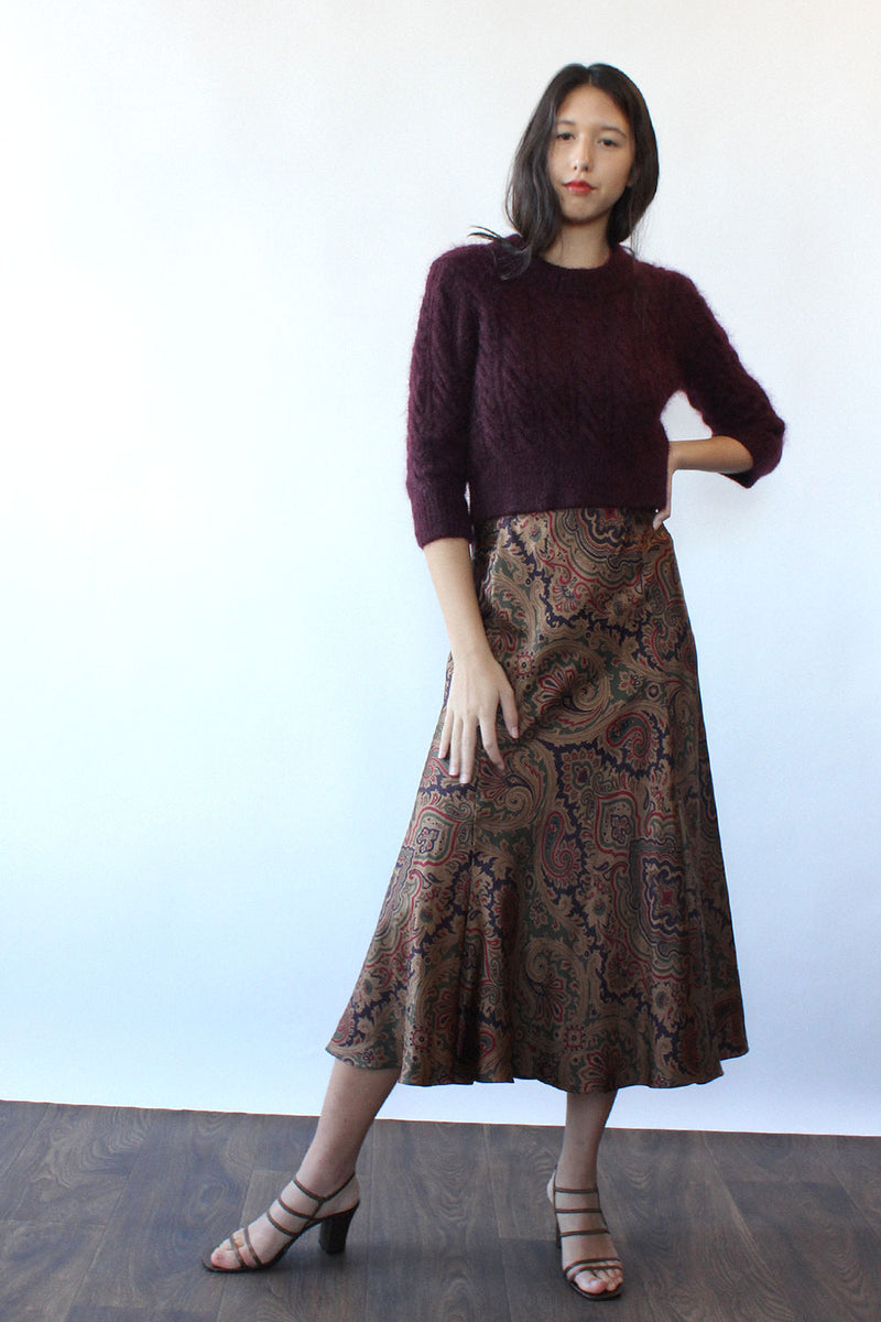 Ralph Lauren Satin Paisley Skirt L OMNIA