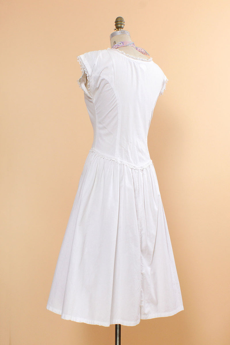 Starina White Cotton Dress M OMNIA Starina White Cotton Dress M OMNIA