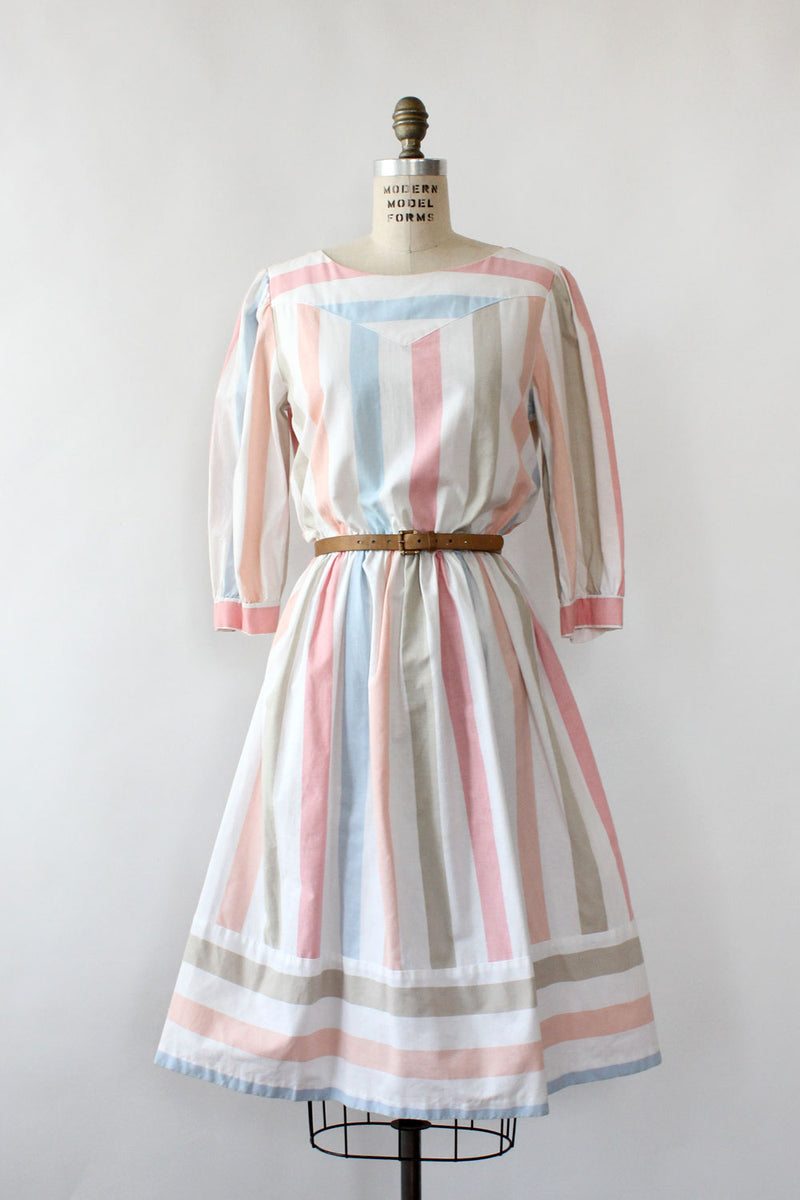Neapolitan Stripe Cotton Dress M L OMNIA