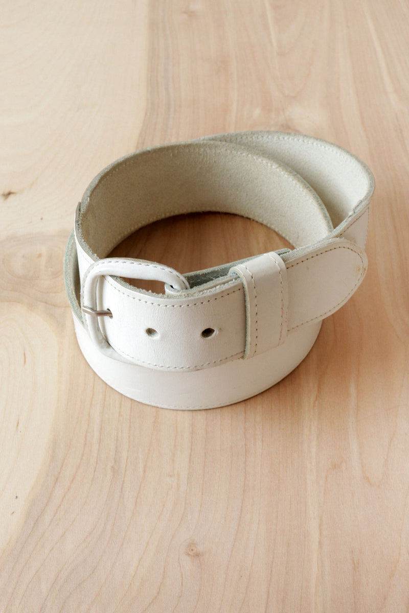 Cloud White Leather Belt